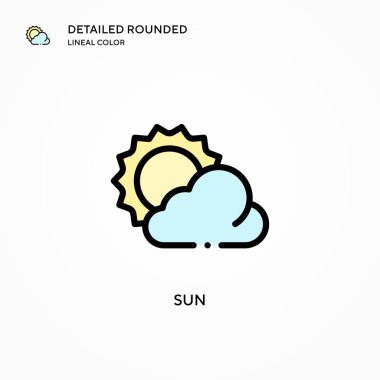 Güneş vektör simgesi. Modern vektör illüstrasyon kavramları. Düzenlemesi ve kişiselleştirmesi kolay.