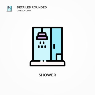 Duş vektör simgesi. Modern vektör illüstrasyon kavramları. Düzenlemesi ve kişiselleştirmesi kolay.