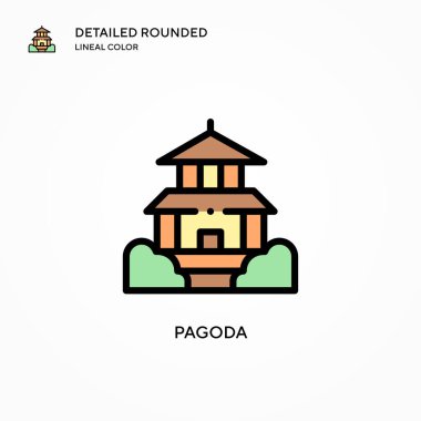 Pagoda vektör simgesi. Modern vektör illüstrasyon kavramları. Düzenlemesi ve kişiselleştirmesi kolay.