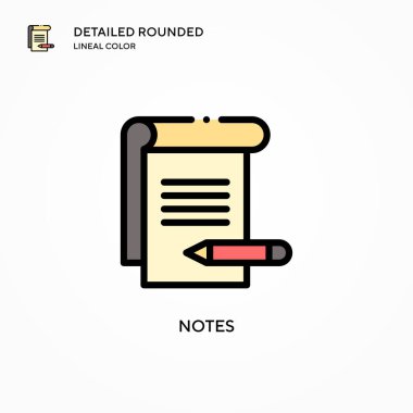 Not vektör simgesi. Modern vektör illüstrasyon kavramları. Düzenlemesi ve kişiselleştirmesi kolay.