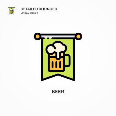Bira vektör simgesi. Modern vektör illüstrasyon kavramları. Düzenlemesi ve kişiselleştirmesi kolay.