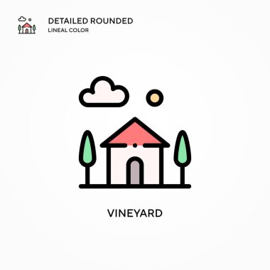 Üzüm bağı vektör simgesi. Modern vektör illüstrasyon kavramları. Düzenlemesi ve kişiselleştirmesi kolay.