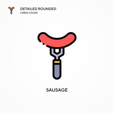 Sosis vektör simgesi. Modern vektör illüstrasyon kavramları. Düzenlemesi ve kişiselleştirmesi kolay.
