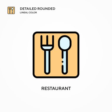 Restoran vektör simgesi. Modern vektör illüstrasyon kavramları. Düzenlemesi ve kişiselleştirmesi kolay.