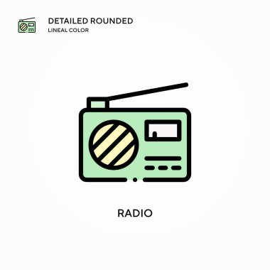 Radyo vektör simgesi. Modern vektör illüstrasyon kavramları. Düzenlemesi ve kişiselleştirmesi kolay.
