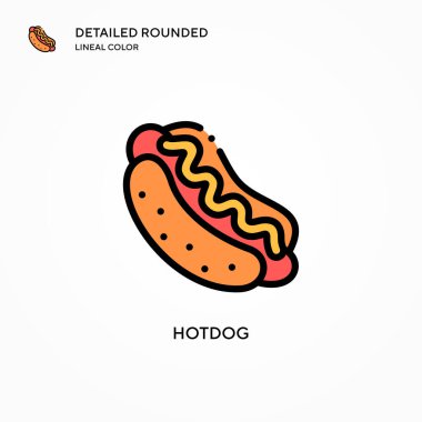 Hotdog vektör simgesi. Modern vektör illüstrasyon kavramları. Düzenlemesi ve kişiselleştirmesi kolay.