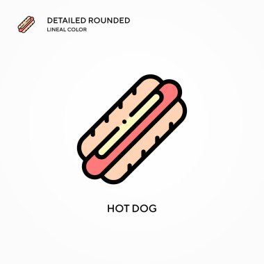 Hot dog vektör simgesi. Modern vektör illüstrasyon kavramları. Düzenlemesi ve kişiselleştirmesi kolay.