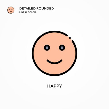 Mutlu vektör simgesi. Modern vektör illüstrasyon kavramları. Düzenlemesi ve kişiselleştirmesi kolay.