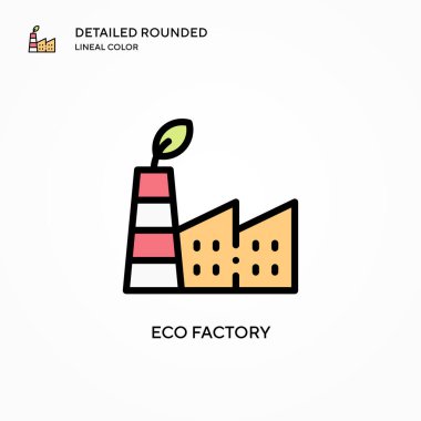 Eko fabrikası vektör ikonu. Modern vektör illüstrasyon kavramları. Düzenlemesi ve kişiselleştirmesi kolay.