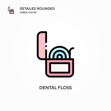 Diş ipi vektör simgesi. Modern vektör illüstrasyon kavramları. Düzenlemesi ve kişiselleştirmesi kolay.