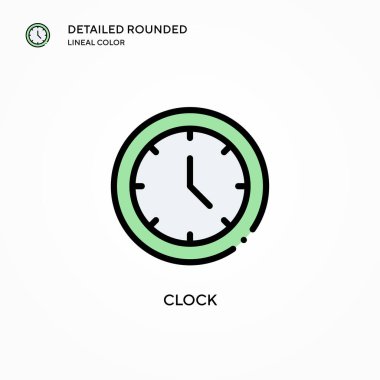 Saat vektör simgesi. Modern vektör illüstrasyon kavramları. Düzenlemesi ve kişiselleştirmesi kolay.