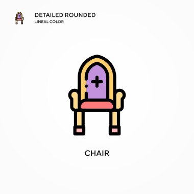 Sandalye vektör simgesi. Modern vektör illüstrasyon kavramları. Düzenlemesi ve kişiselleştirmesi kolay.