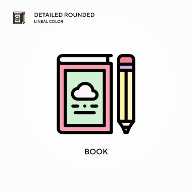 Kitap vektör simgesi. Modern vektör illüstrasyon kavramları. Düzenlemesi ve kişiselleştirmesi kolay.