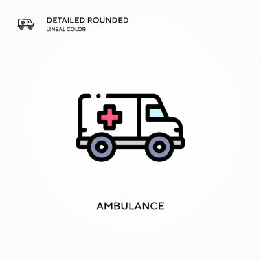 Ambulans vektör simgesi. Modern vektör illüstrasyon kavramları. Düzenlemesi ve kişiselleştirmesi kolay.