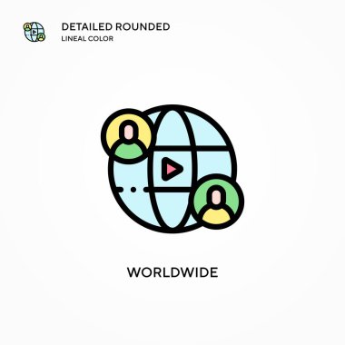 Dünya çapında vektör simgesi. Modern vektör illüstrasyon kavramları. Düzenlemesi ve kişiselleştirmesi kolay.