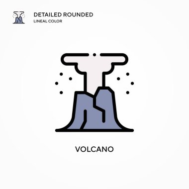 Volkan vektör simgesi. Modern vektör illüstrasyon kavramları. Düzenlemesi ve kişiselleştirmesi kolay.