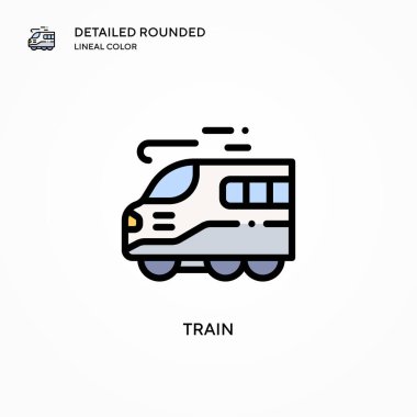 Tren vektör simgesi. Modern vektör illüstrasyon kavramları. Düzenlemesi ve kişiselleştirmesi kolay.