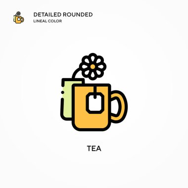 Çay vektör simgesi. Modern vektör illüstrasyon kavramları. Düzenlemesi ve kişiselleştirmesi kolay.