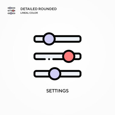 Ayarlar vektör simgesi. Modern vektör illüstrasyon kavramları. Düzenlemesi ve kişiselleştirmesi kolay.