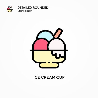 Dondurma kabı vektör simgesi. Modern vektör illüstrasyon kavramları. Düzenlemesi ve kişiselleştirmesi kolay.