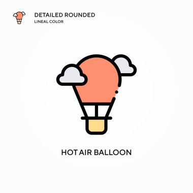 Sıcak hava balonu vektör simgesi. Modern vektör illüstrasyon kavramları. Düzenlemesi ve kişiselleştirmesi kolay.