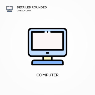 Bilgisayar vektör simgesi. Modern vektör illüstrasyon kavramları. Düzenlemesi ve kişiselleştirmesi kolay.