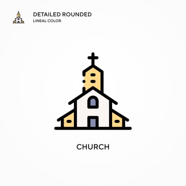 Kilise vektör ikonu. Modern vektör illüstrasyon kavramları. Düzenlemesi ve kişiselleştirmesi kolay.