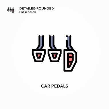 Araba pedalları vektör ikonu. Modern vektör illüstrasyon kavramları. Düzenlemesi ve kişiselleştirmesi kolay.