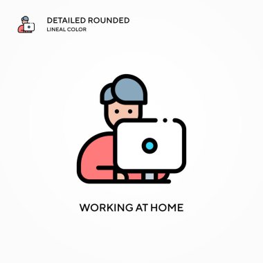 Ev vektör simgesinde çalışıyorum. Modern vektör illüstrasyon kavramları. Düzenlemesi ve kişiselleştirmesi kolay.