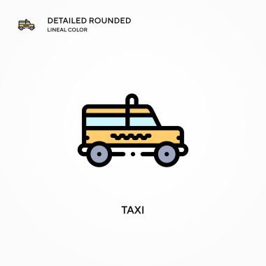 Taksi vektör simgesi. Modern vektör illüstrasyon kavramları. Düzenlemesi ve kişiselleştirmesi kolay.