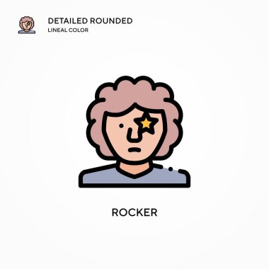 Rocker vektör simgesi. Modern vektör illüstrasyon kavramları. Düzenlemesi ve kişiselleştirmesi kolay.