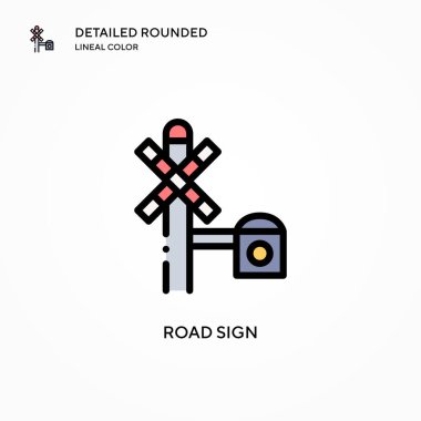 Yol işareti vektör simgesi. Modern vektör illüstrasyon kavramları. Düzenlemesi ve kişiselleştirmesi kolay.