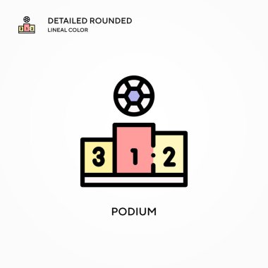 Podyum vektör simgesi. Modern vektör illüstrasyon kavramları. Düzenlemesi ve kişiselleştirmesi kolay.