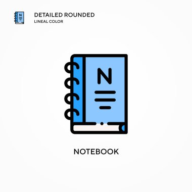 Not defteri vektör simgesi. Modern vektör illüstrasyon kavramları. Düzenlemesi ve kişiselleştirmesi kolay.