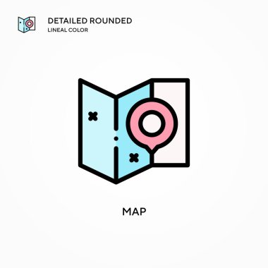 Harita vektör simgesi. Modern vektör illüstrasyon kavramları. Düzenlemesi ve kişiselleştirmesi kolay.