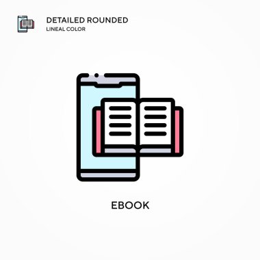 Ebook vektör simgesi. Modern vektör illüstrasyon kavramları. Düzenlemesi ve kişiselleştirmesi kolay.