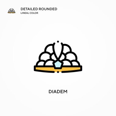 Diadem vektör simgesi. Modern vektör illüstrasyon kavramları. Düzenlemesi ve kişiselleştirmesi kolay.