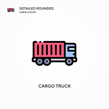 Kargo kamyonu vektör simgesi. Modern vektör illüstrasyon kavramları. Düzenlemesi ve kişiselleştirmesi kolay.