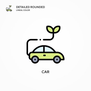Araba vektör simgesi. Modern vektör illüstrasyon kavramları. Düzenlemesi ve kişiselleştirmesi kolay.