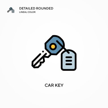 Araba anahtarı vektör simgesi. Modern vektör illüstrasyon kavramları. Düzenlemesi ve kişiselleştirmesi kolay.