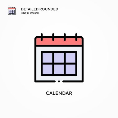 Takvim vektör simgesi. Modern vektör illüstrasyon kavramları. Düzenlemesi ve kişiselleştirmesi kolay.