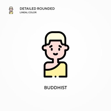 Budist vektör ikonu. Modern vektör illüstrasyon kavramları. Düzenlemesi ve kişiselleştirmesi kolay.