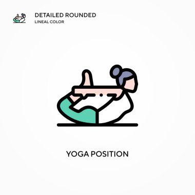 Yoga konum vektör simgesi. Modern vektör illüstrasyon kavramları. Düzenlemesi ve kişiselleştirmesi kolay.