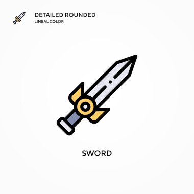 Kılıç vektör simgesi. Modern vektör illüstrasyon kavramları. Düzenlemesi ve kişiselleştirmesi kolay.
