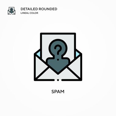 Spam vektör simgesi. Modern vektör illüstrasyon kavramları. Düzenlemesi ve kişiselleştirmesi kolay.