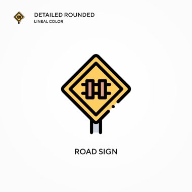 Yol işareti vektör simgesi. Modern vektör illüstrasyon kavramları. Düzenlemesi ve kişiselleştirmesi kolay.
