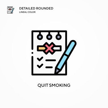 Sigara içmeyi bırak vektör simgesi. Modern vektör illüstrasyon kavramları. Düzenlemesi ve kişiselleştirmesi kolay.