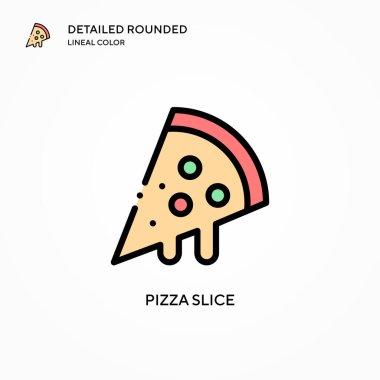 Pizza dilimi vektör simgesi. Modern vektör illüstrasyon kavramları. Düzenlemesi ve kişiselleştirmesi kolay.