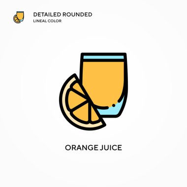 Portakal suyu ikonu. Modern vektör illüstrasyon kavramları. Düzenlemesi ve kişiselleştirmesi kolay.
