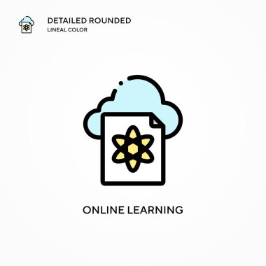 Çevrimiçi öğrenme vektör simgesi. Modern vektör illüstrasyon kavramları. Düzenlemesi ve kişiselleştirmesi kolay.